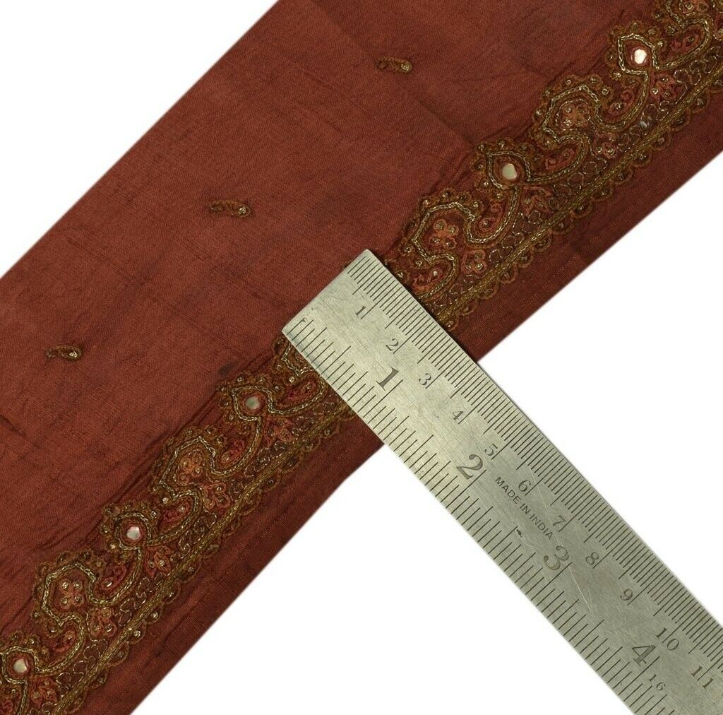 Vintage Sari Border Indian Craft Sewing Trim Embroidered Ribbon Lace Rust