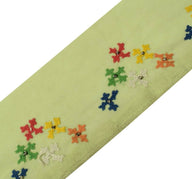 Vintage Sari Border Indian Craft Trim Hand Embroidered Green Sewing Ribbon Lace