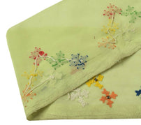 Vintage Sari Border Indian Craft Trim Hand Embroidered Green Sewing Ribbon Lace