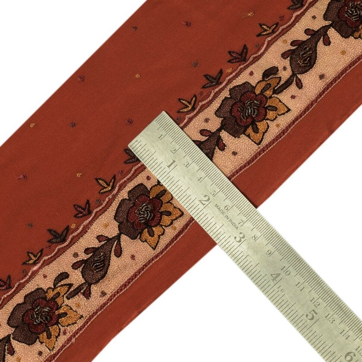 Vintage Sari Border Indian Craft Trim Hand Beaded Embroidered Sewing Ribbon Lace