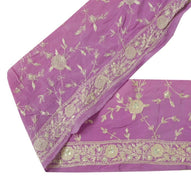 Vintage Sari Border Indian Craft Sewing Trim Embroidered Purple Ribbon Lace