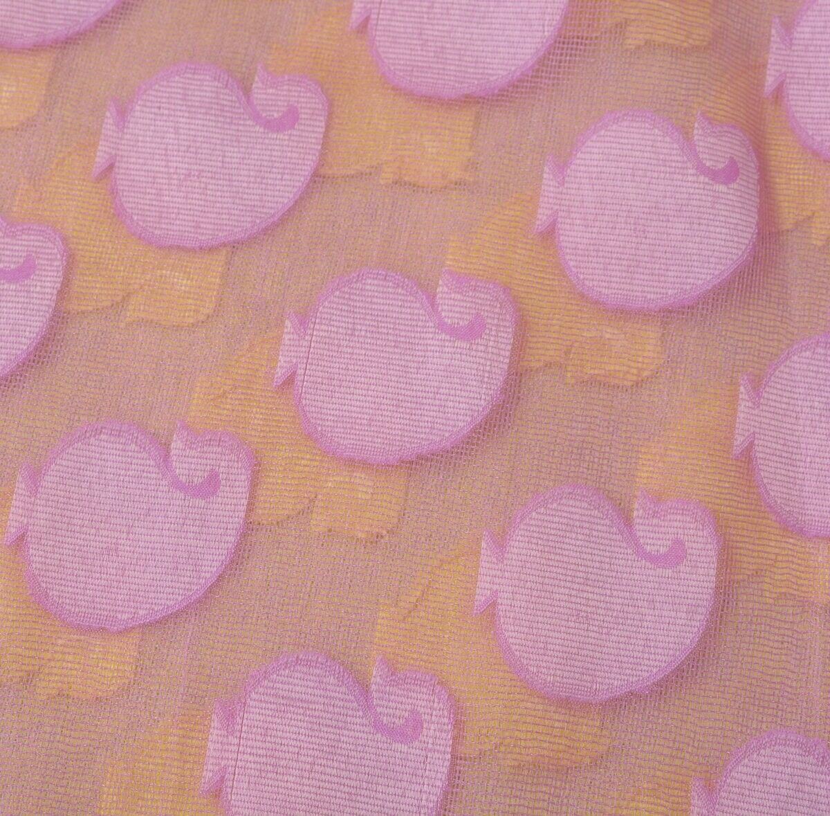 Woven Yellow Pink Vintage Sari Remnant Scrap Net Mesh Fabric for Sewing Craft