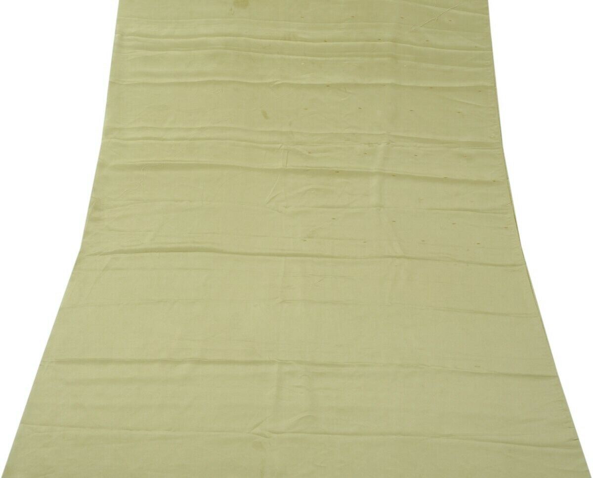 Blend Crepe Silk Plain Green Vintage Sari Remnant Scrap Fabric for Sewing Craft
