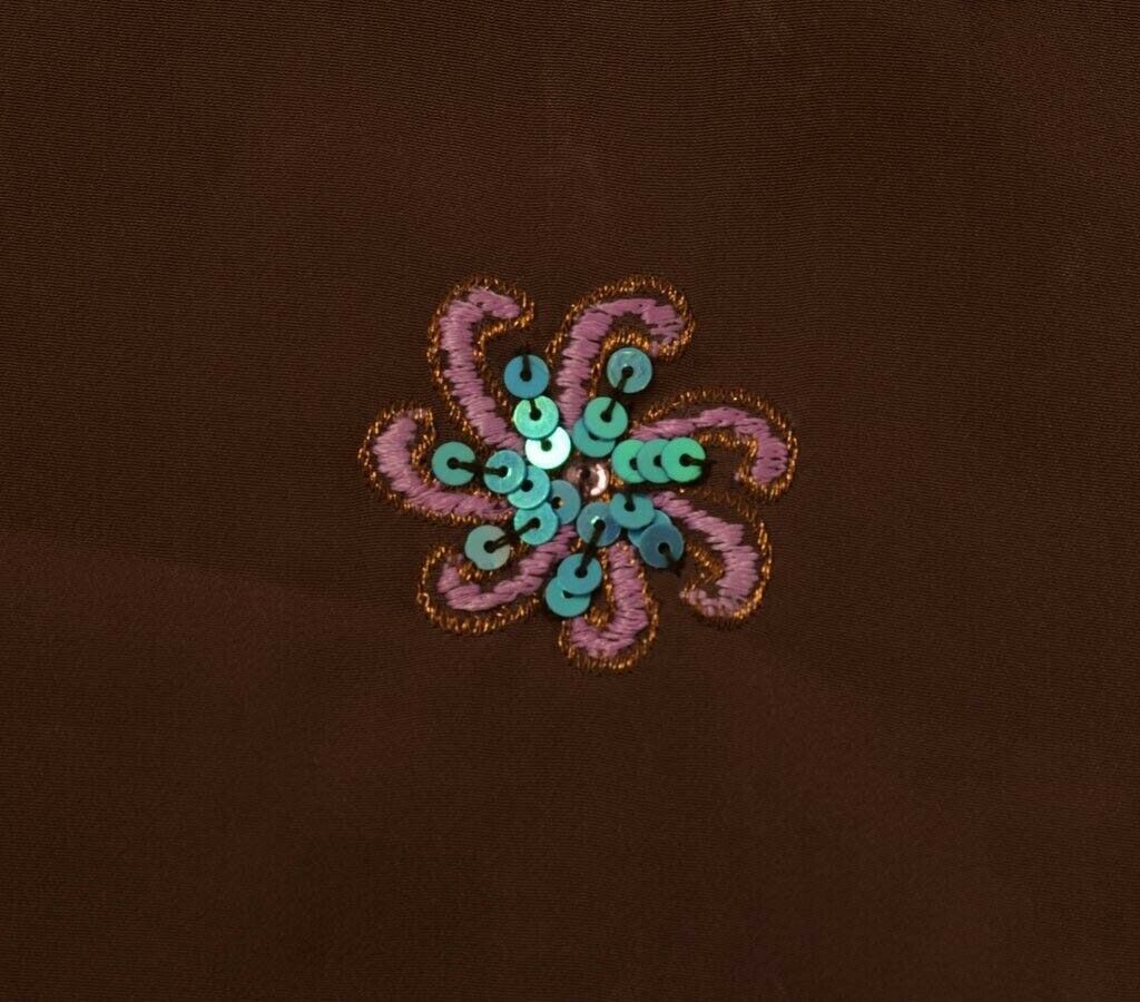 Vintage Saree Remnant Scrap Multi Purpose Design Craft Fabric Embroidered Brown