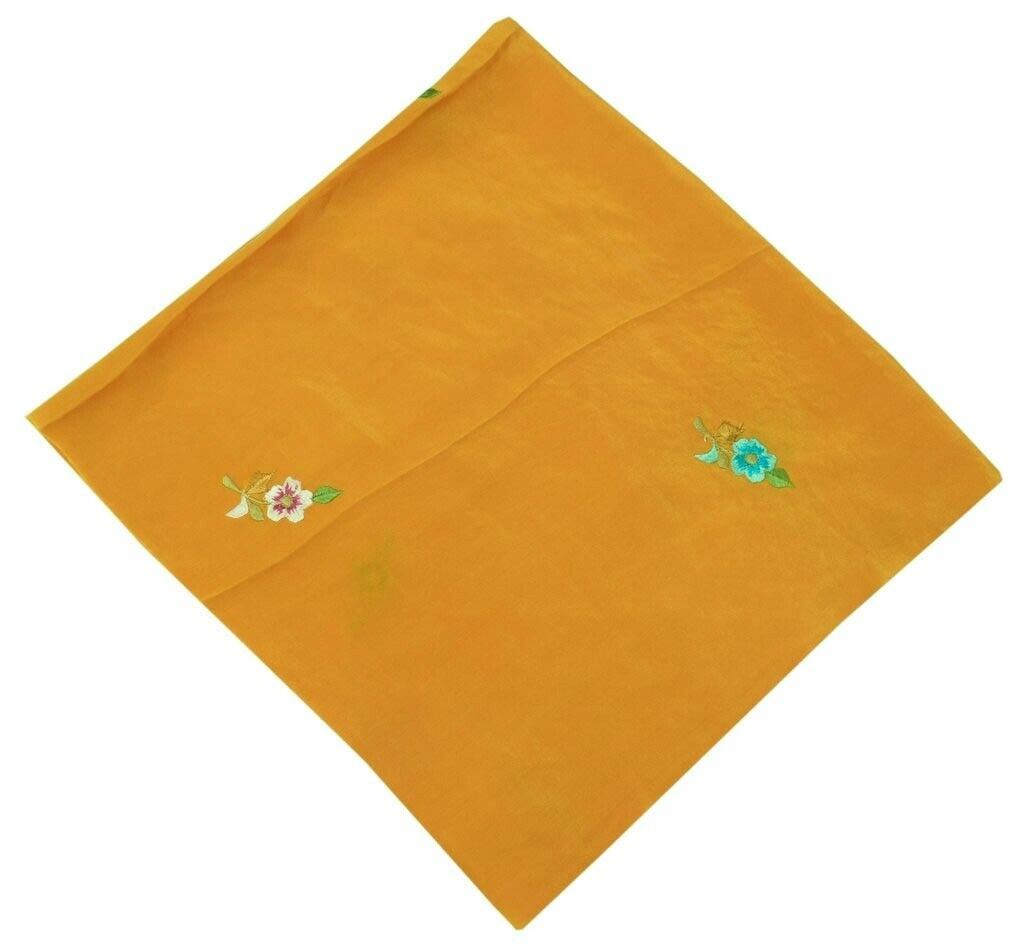 Vintage Saree Remnant Scrap Multi Purpose Craft Fabric Embroidered Mustard