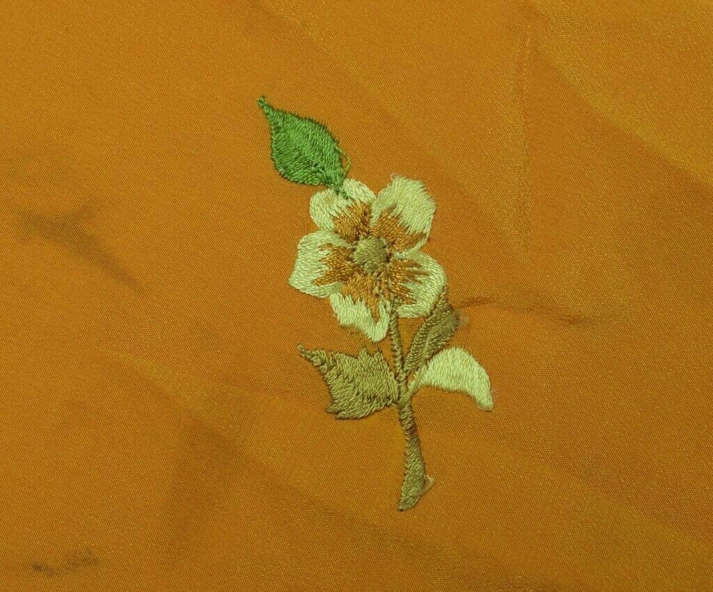 Vintage Saree Remnant Scrap Multi Purpose Craft Fabric Embroidered Mustard