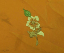 Vintage Saree Remnant Scrap Multi Purpose Craft Fabric Embroidered Mustard
