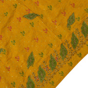 Vintage Saree Remnant Scrap Multi Purpose Fabric Mustard Hand Beaded Self Woven