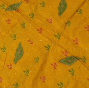 Vintage Saree Remnant Scrap Multi Purpose Fabric Mustard Hand Beaded Self Woven