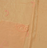 Vintage Saree Remnant Scrap Multi Purpose Craft Hand Beaded Peach Fabric