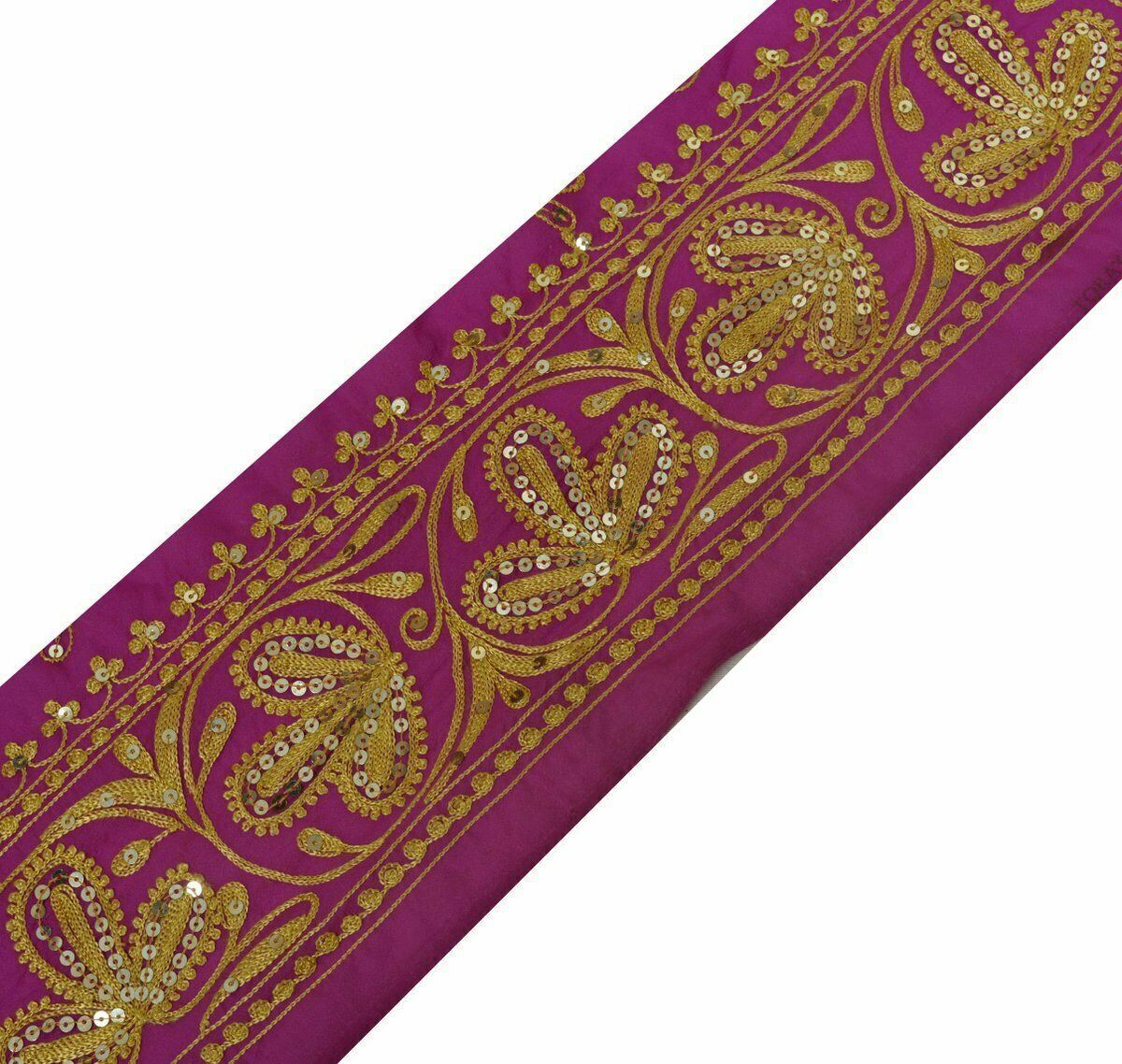 Vintage Sari Border Craft Trim Antique Embroidered Lace Ribbon Red