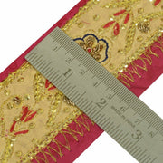 Vintage Saree Border Indian Craft Trim Antique Lace Hand Beaded Cream Ribbon