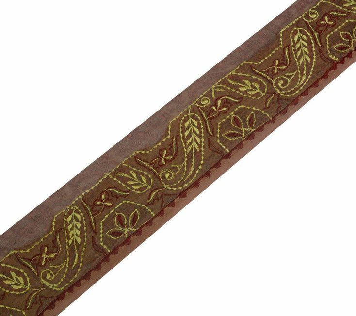 Vintage Saree Border Indian Craft Trim Antique Lace Embroidered Paisley Ribbon