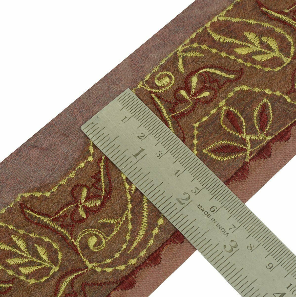 Vintage Saree Border Indian Craft Trim Antique Lace Embroidered Paisley Ribbon
