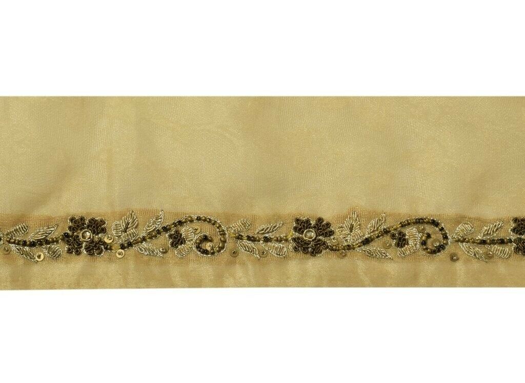 Vintage Sari Border Indian Craft Sewing Trim Hand Beaded Embroidered Ribbon Lace