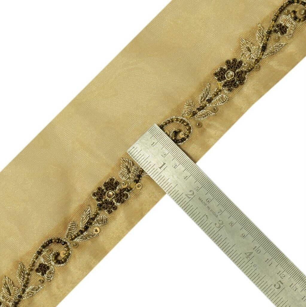 Vintage Sari Border Indian Craft Sewing Trim Hand Beaded Embroidered Ribbon Lace