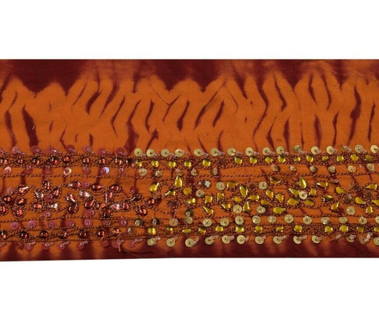 Vintage Sari Border Indian Craft Trim Hand Beaded Dori Stitch Emb Ribbon Lace