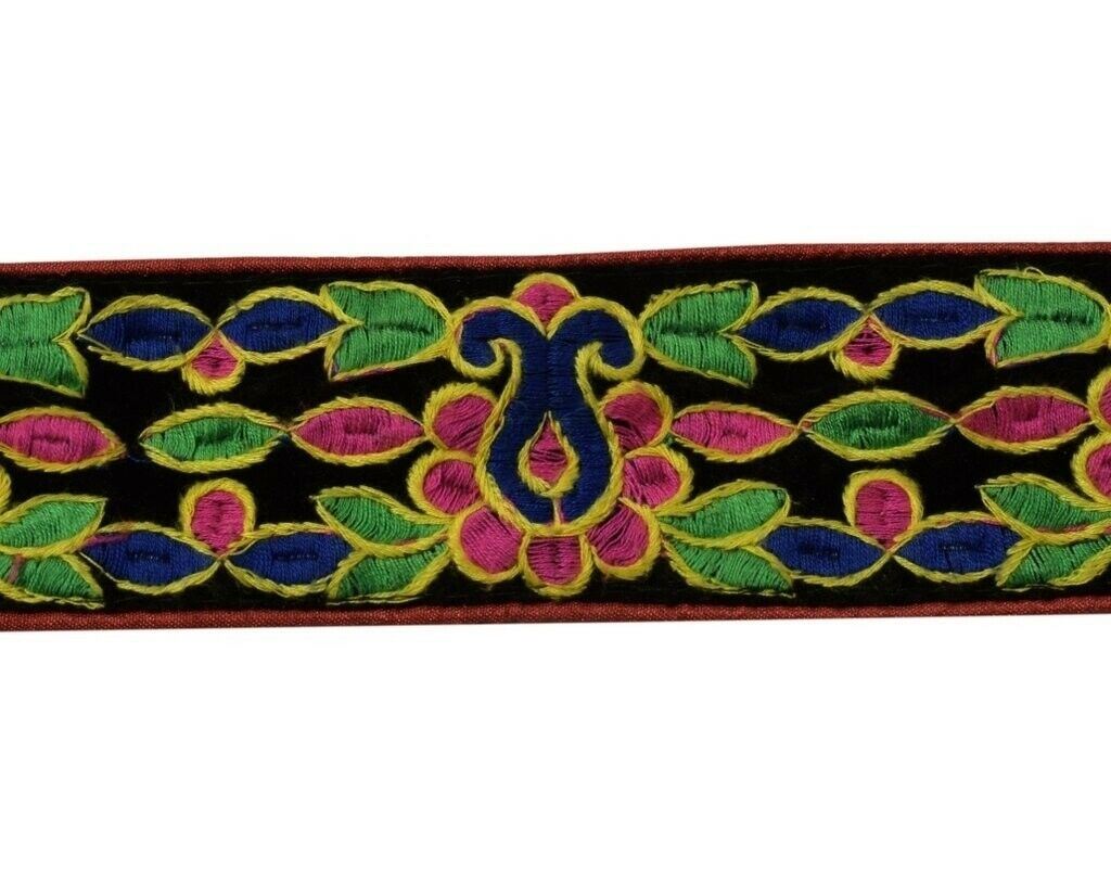 Vintage Sari Border Indian Craft Sewing Trim Embroidered Velvet Ribbon Lace