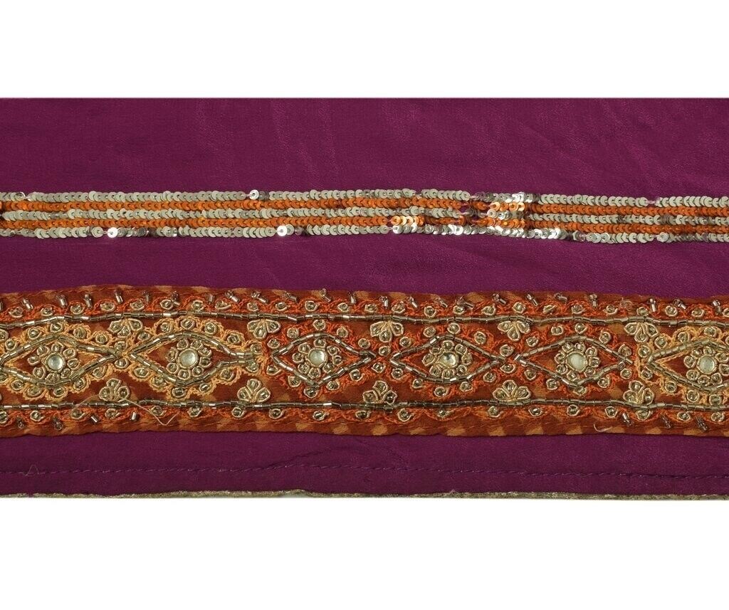 Vintage Sari Border Indian Craft Sewing Trim Hand Beaded Embroidered Ribbon Lace
