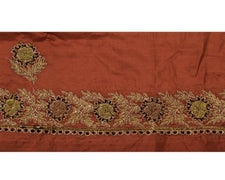 Vintage Sari Border Indian Craft Trim Hand Beaded Embroidered Ribbon Lace Rust
