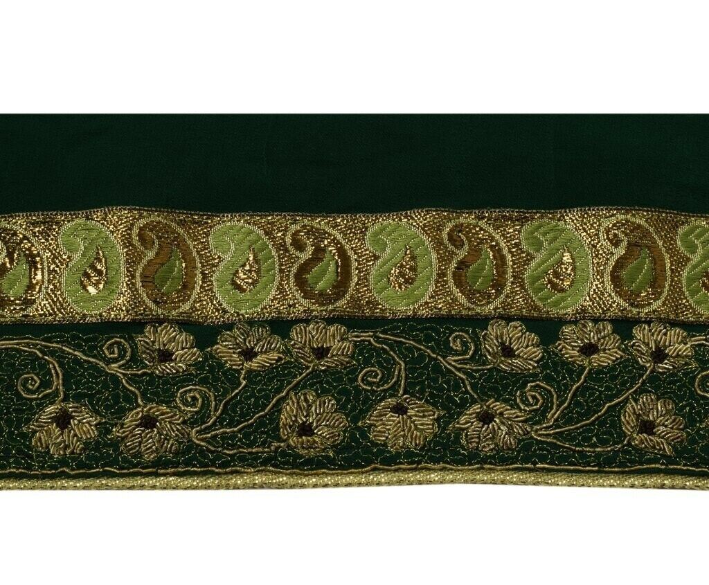 Vintage Sari Border Indian Craft Trim Hand Beaded Embroidered Woven Patch Lace
