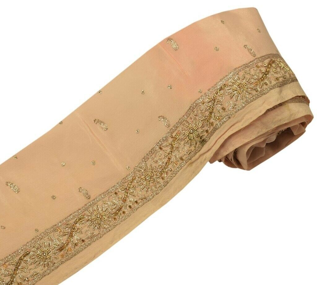 Vintage Sari Border Indian Craft Sewing Trim Hand Beaded Embroidered Ribbon Lace