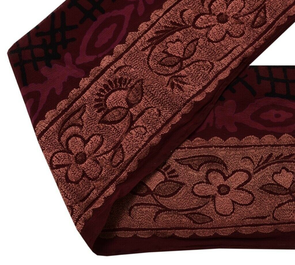 2.25" W Vintage Sari Border Indian Craft Sewing Trim Embroidered Ribbon Lace