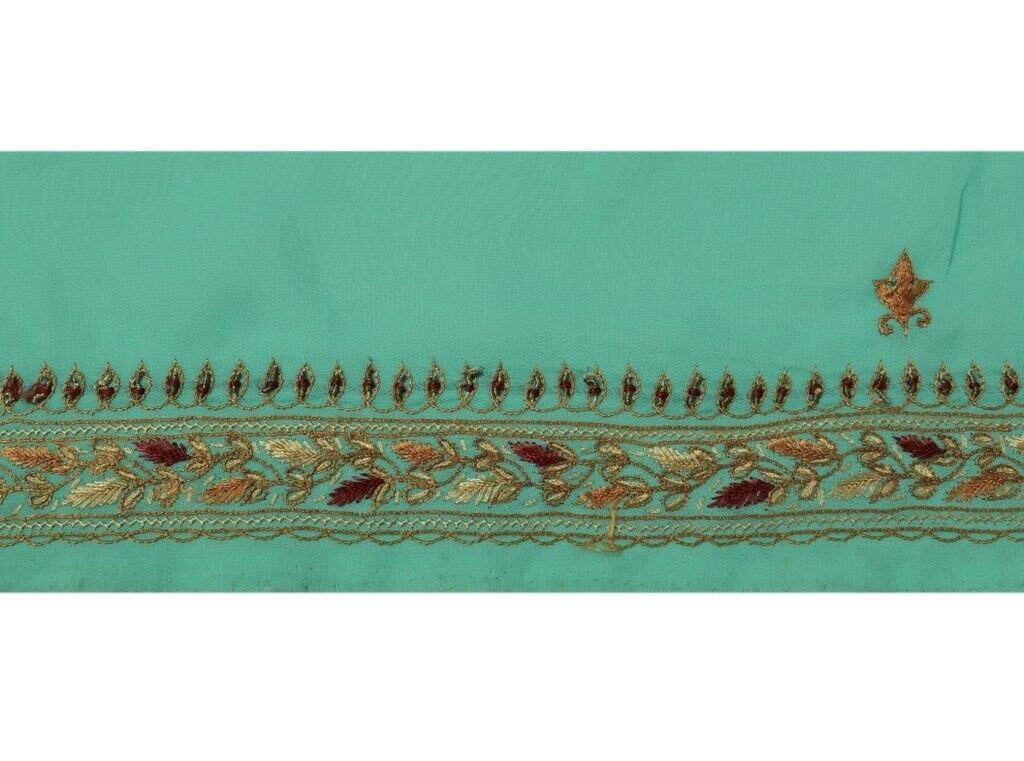 Vintage Sari Border Indian Craft Sewing Trim Hand Embroidered Ribbon Lace Green