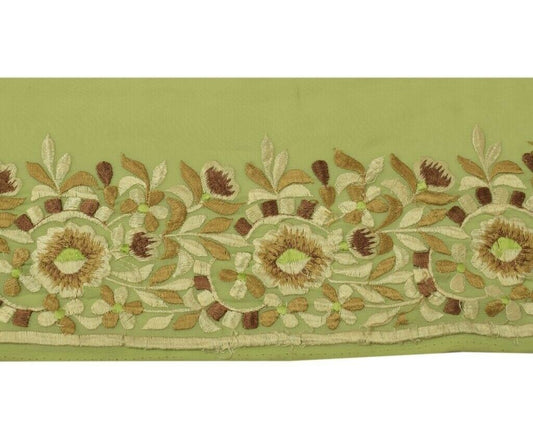3.5"W Vintage Sari Border Indian Craft Sewing Trim Embroidered Ribbon Lace Green