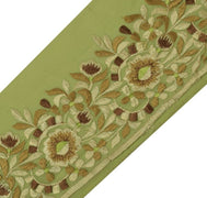 3.5"W Vintage Sari Border Indian Craft Sewing Trim Embroidered Ribbon Lace Green