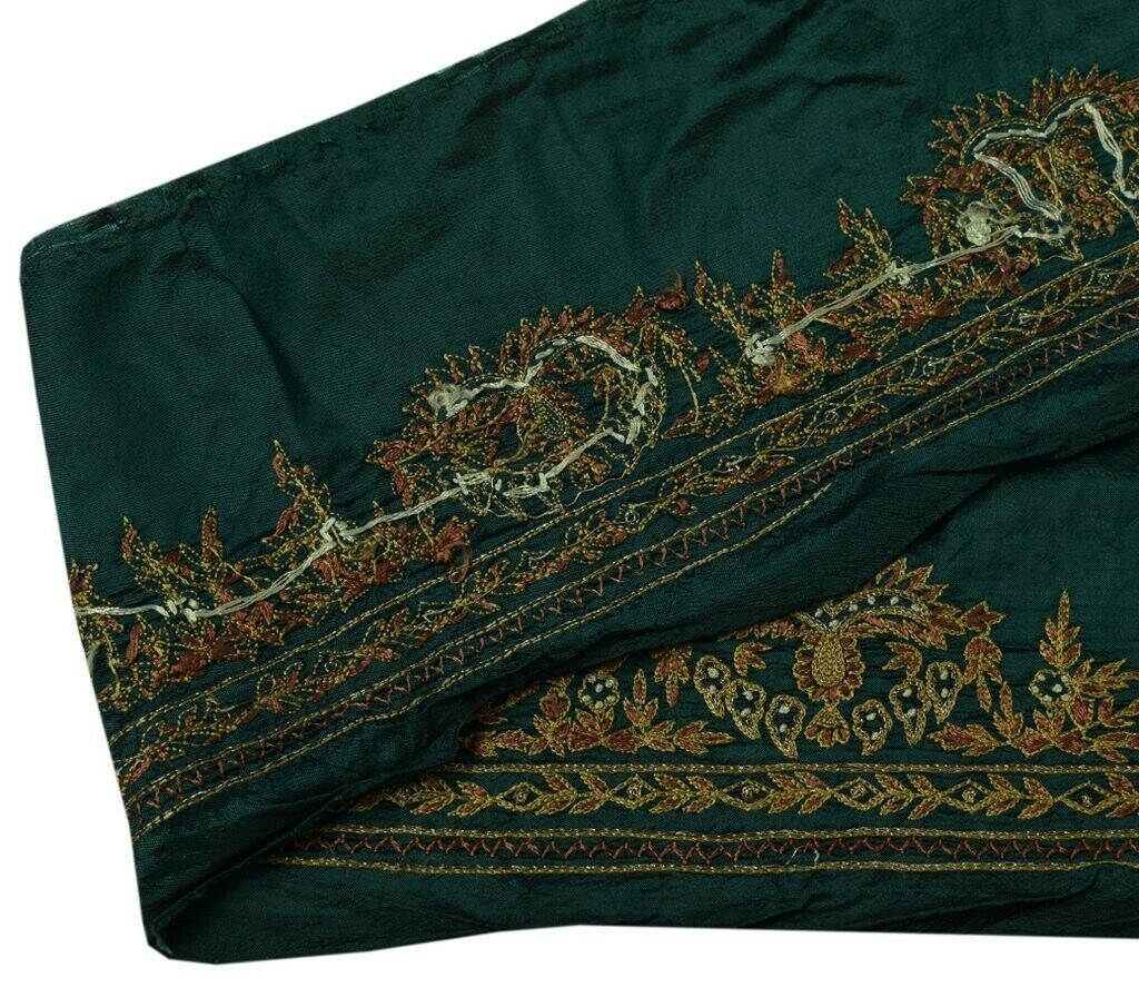 Vintage Sari Border Indian Craft Sewing Trim Hand Embroidered Ribbon Lace Green