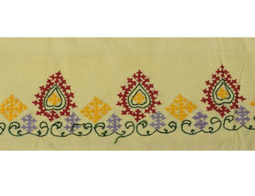 Vintage Sari Border Indian Craft Trim Hand SINDH Embroidery Ribbon Lace Cream
