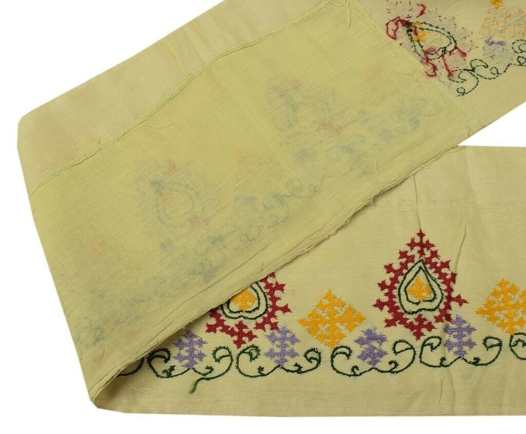 Vintage Sari Border Indian Craft Trim Hand SINDH Embroidery Ribbon Lace Cream