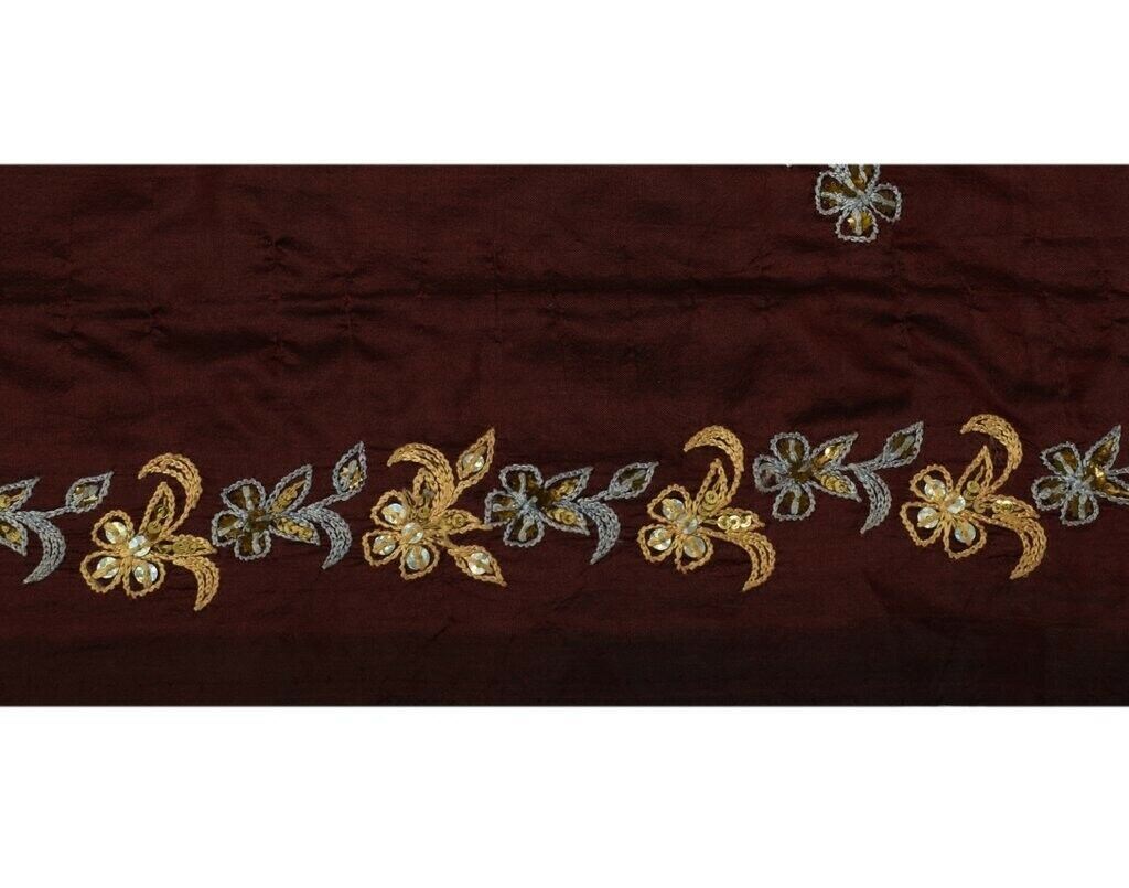 Vintage Sari Border Indian Craft Sewing Trim Embroidered Ribbon Lace Maroon