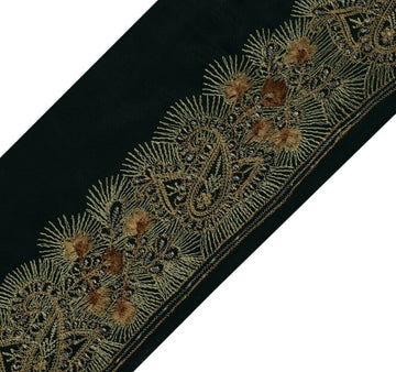 Vintage Sari Border Indian Craft Sewing Trim Embroidered Ribbon Lace Green