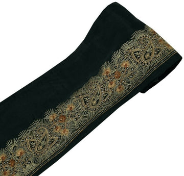 Vintage Sari Border Indian Craft Sewing Trim Embroidered Ribbon Lace Green