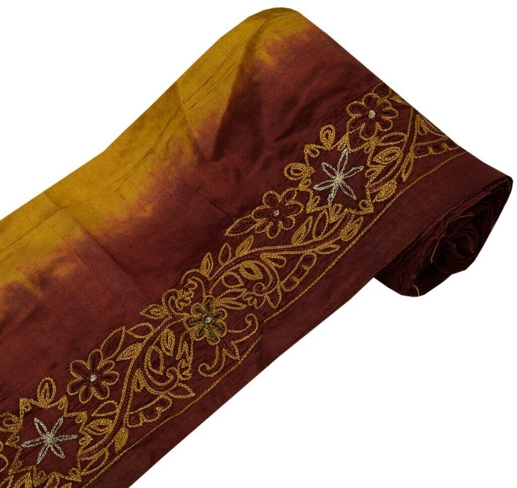 Vintage Sari Border Indian Craft Sewing Trim Embroidered Ribbon Lace Maroon