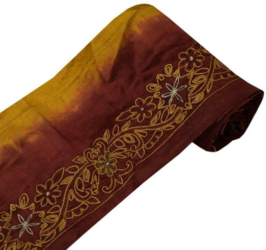 Vintage Sari Border Indian Craft Sewing Trim Embroidered Ribbon Lace Maroon