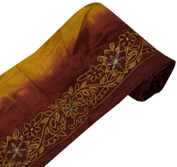 Vintage Sari Border Indian Craft Sewing Trim Embroidered Ribbon Lace Maroon