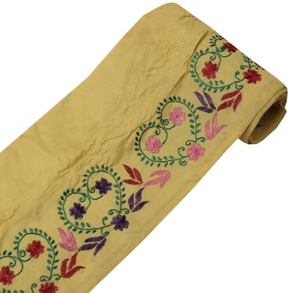 2.25" W Vintage Sari Border Indian Craft Sewing Trim Embroidered Ribbon Lace