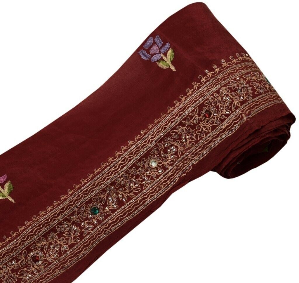 Vintage Sari Border Indian Craft Sewing Trim Beaded Embroidered Ribbon Lace