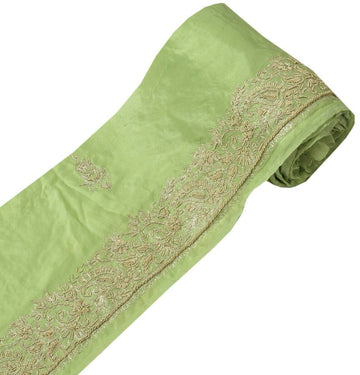 Vintage Sari Border Indian Craft Trim Hand Beaded Zardozi Embroidered Green Lace