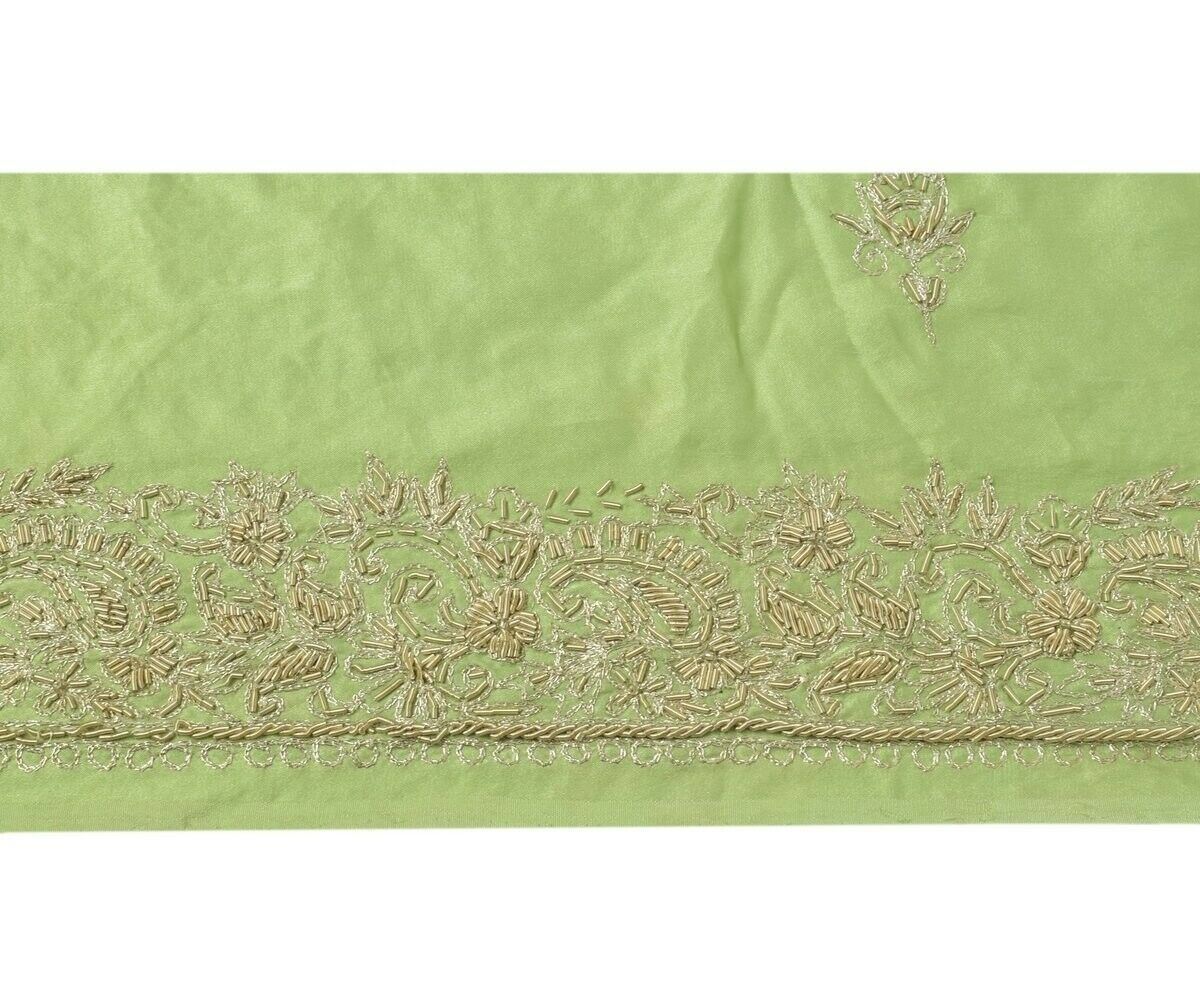 Vintage Sari Border Indian Craft Trim Hand Beaded Zardozi Embroidered Green Lace