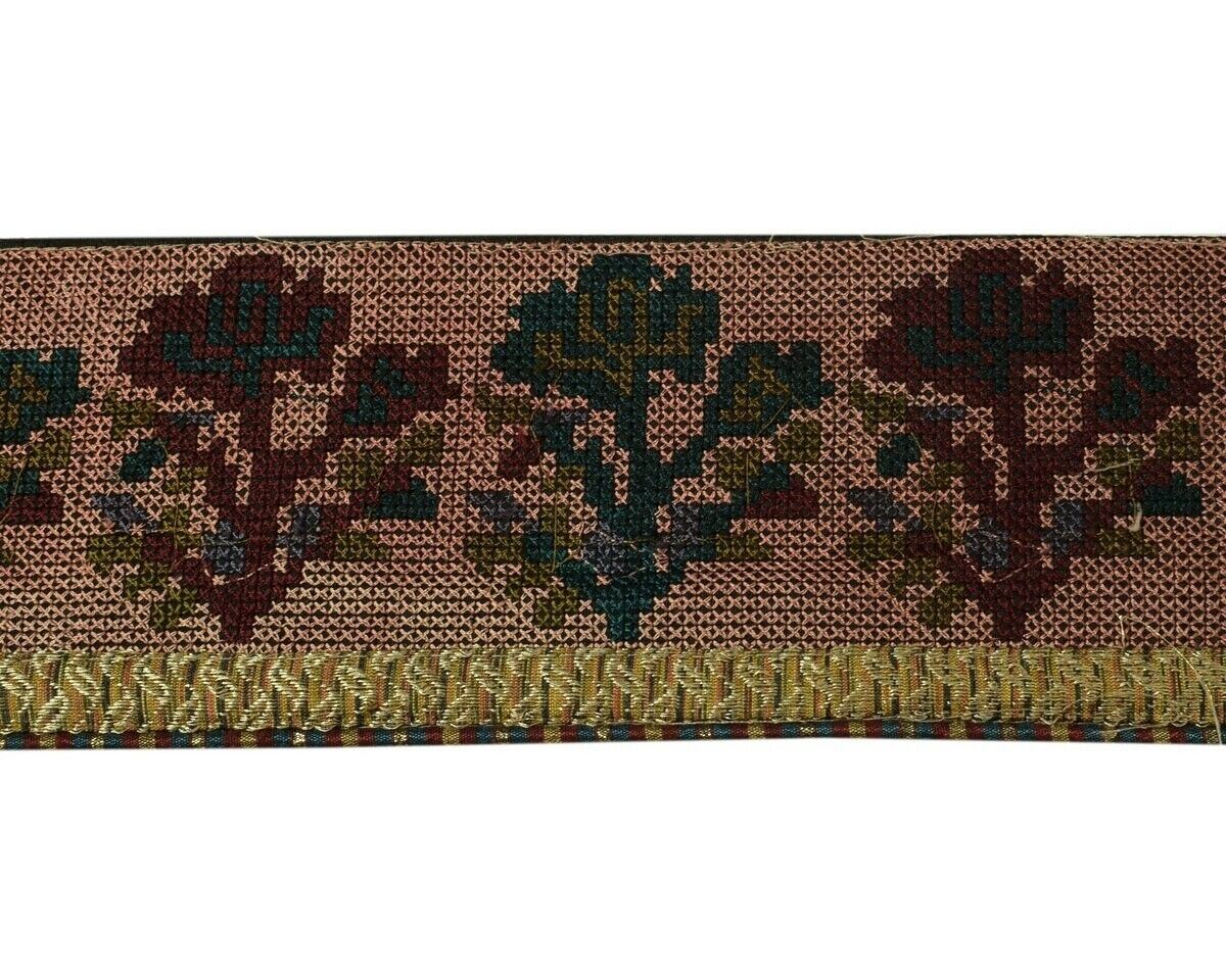3.5" W Vintage Sari Border Indian Craft Trim Embroidered Sewing Ribbon Lace