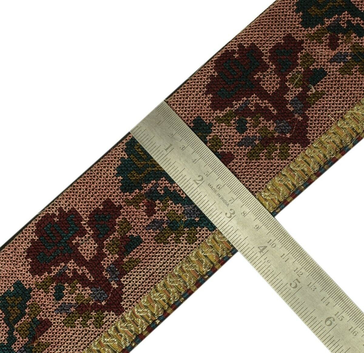 3.5" W Vintage Sari Border Indian Craft Trim Embroidered Sewing Ribbon Lace
