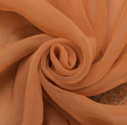Indian Art Silk Vintage Sari Remnant Scrap Fabric for Sewing Craft Peach