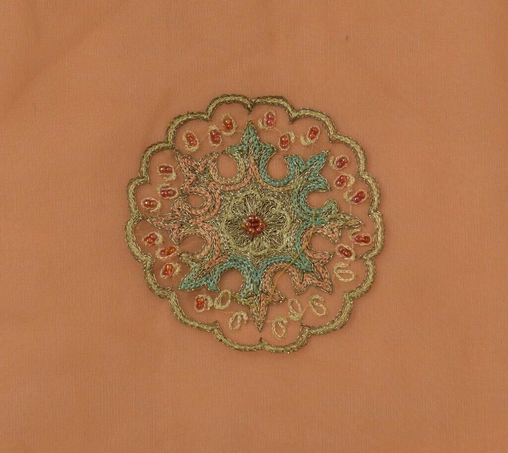 Indian Art Silk Vintage Sari Remnant Scrap Fabric for Sewing Craft Peach