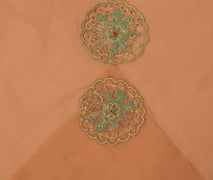 Indian Art Silk Vintage Sari Remnant Scrap Fabric for Sewing Craft Peach