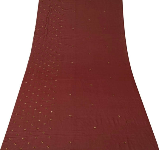 Blend Georgette Silk Vintage Sari Remnant Scrap Fabric for Sewing Craft Maroon