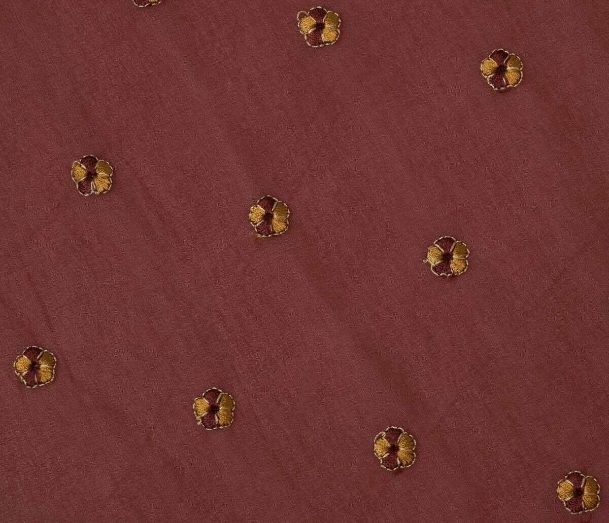 Blend Georgette Silk Vintage Sari Remnant Scrap Fabric for Sewing Craft Maroon